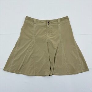 Athleta Whatever Skort Womens 6 Tan White‎ Trim Athleisure Tennis Skirt Pockets